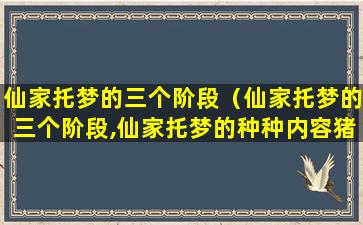 仙家托梦的三个阶段（仙家托梦的三个阶段,仙家托梦的种种内容猪 - 泡泡经验）